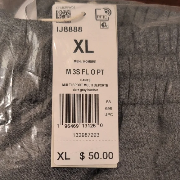 MENS Adidas Gray Track Pants - Picture 2 of 3